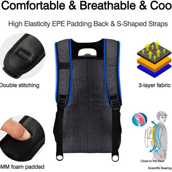 Gray Heather Backpack with charger port - Picture 12 of 12